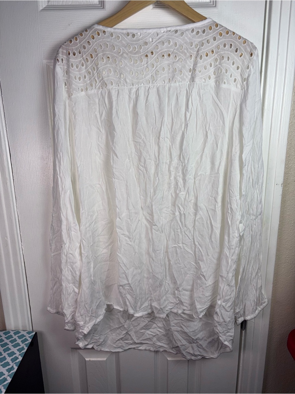 Lascana White Eyelet Peasant Tunic with Tassel Tie NWOT 2X - Picture 10 of 11